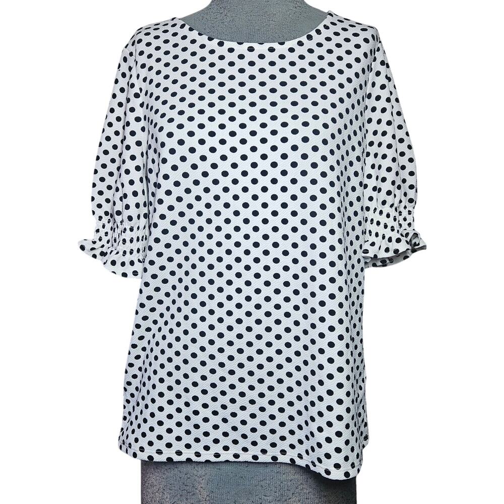 Adrianna Papell Poka Dot Blouse Size Medium